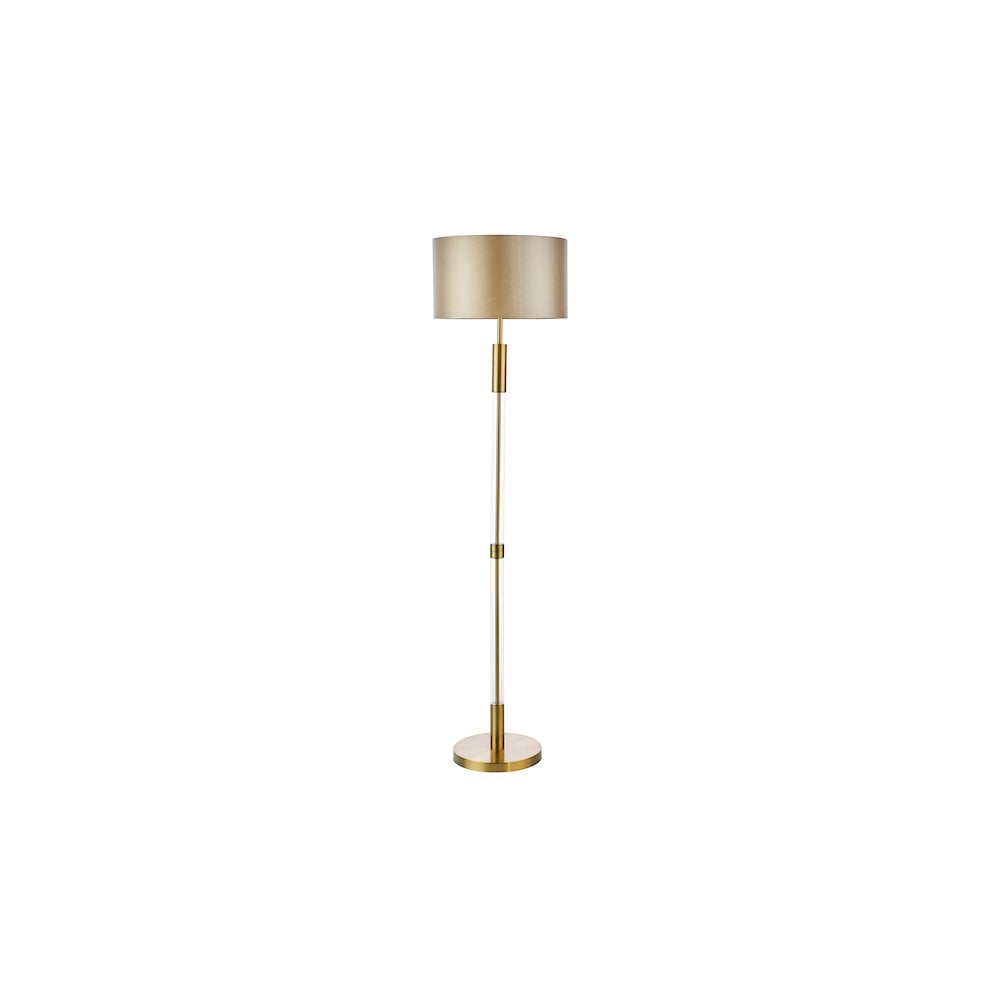 SYL4975-LYR1629 Sylvester Floor Lamp Antique Brass and Glass With Shade
