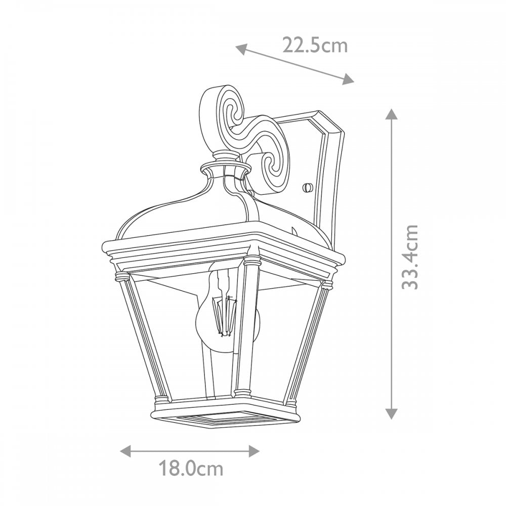 BAYVIEW-2M-BK Bayview 1 Light Outdoor Wall Lantern Black (S)