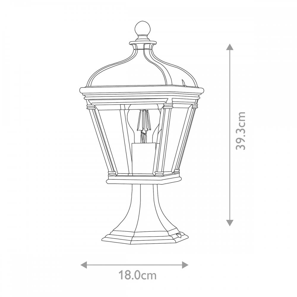BAYVIEW-3M-BK Bayview 1 Light Outdoor Pedestal Lantern Black