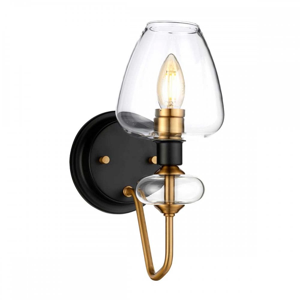 DL-ARMAND1-AB Armand 1 Light Wall Light Aged Brass Plated & Charcoal Black Paint