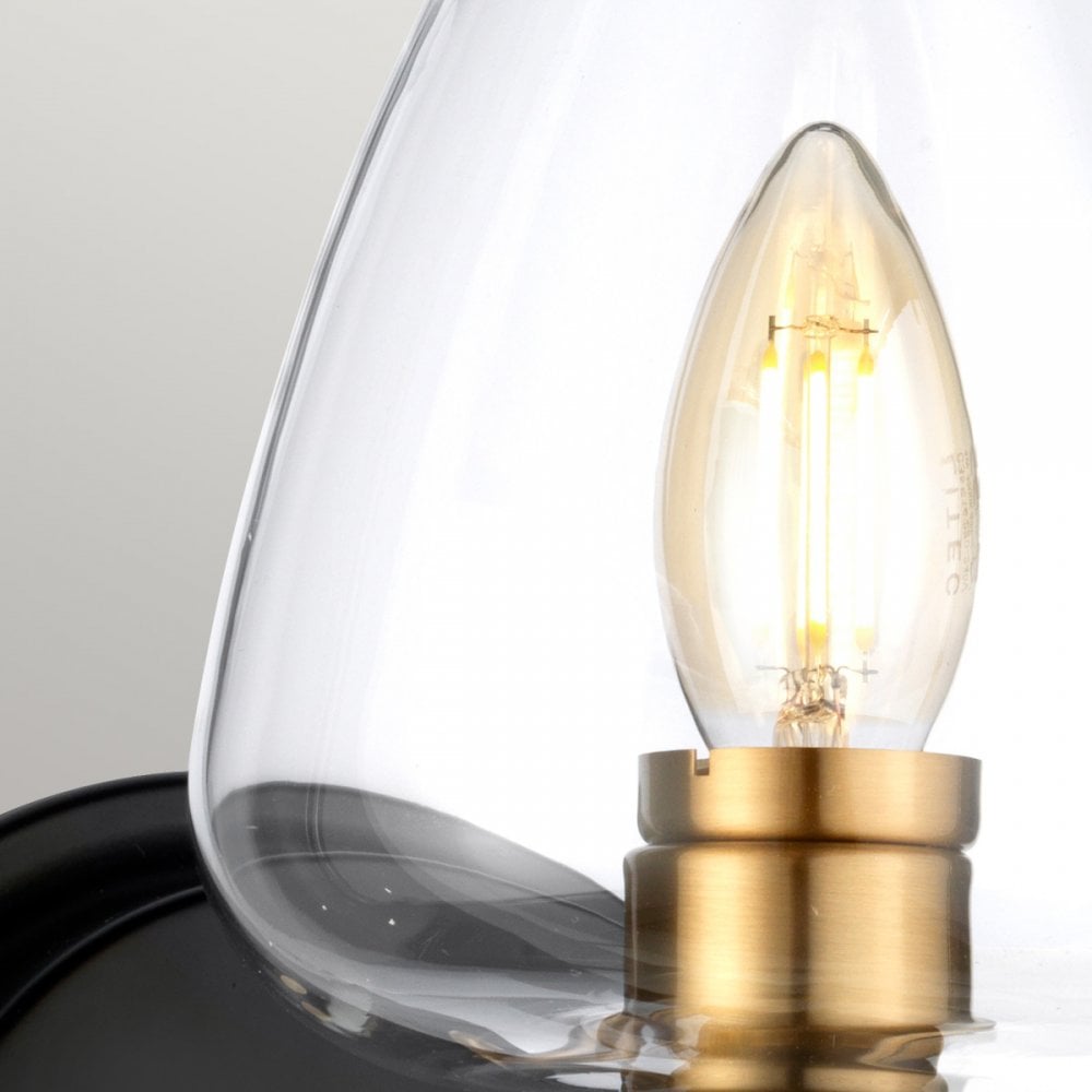 DL-ARMAND1-AB Armand 1 Light Wall Light Aged Brass Plated & Charcoal Black Paint