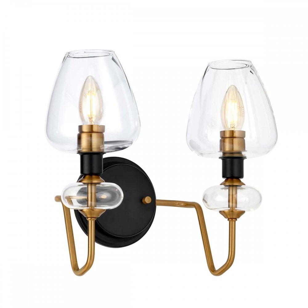 DL-ARMAND2-AB Armand 2 Light Wall Light Aged Brass Plated & Charcoal Black Paint