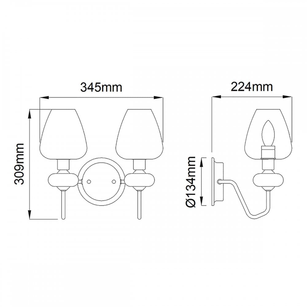 DL-ARMAND2-AB Armand 2 Light Wall Light Aged Brass Plated & Charcoal Black Paint