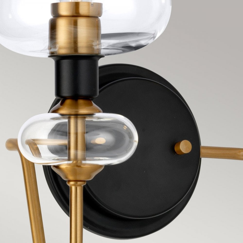 DL-ARMAND2-AB Armand 2 Light Wall Light Aged Brass Plated & Charcoal Black Paint