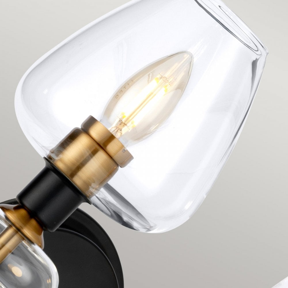 DL-ARMAND2-AB Armand 2 Light Wall Light Aged Brass Plated & Charcoal Black Paint