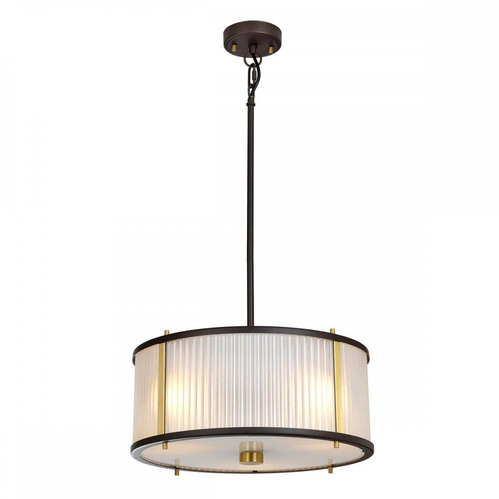DL-CORONA-3P-BAB Corona 3 Light Pendant Museum Bronze Dark Brown Painted/ Aged Brass