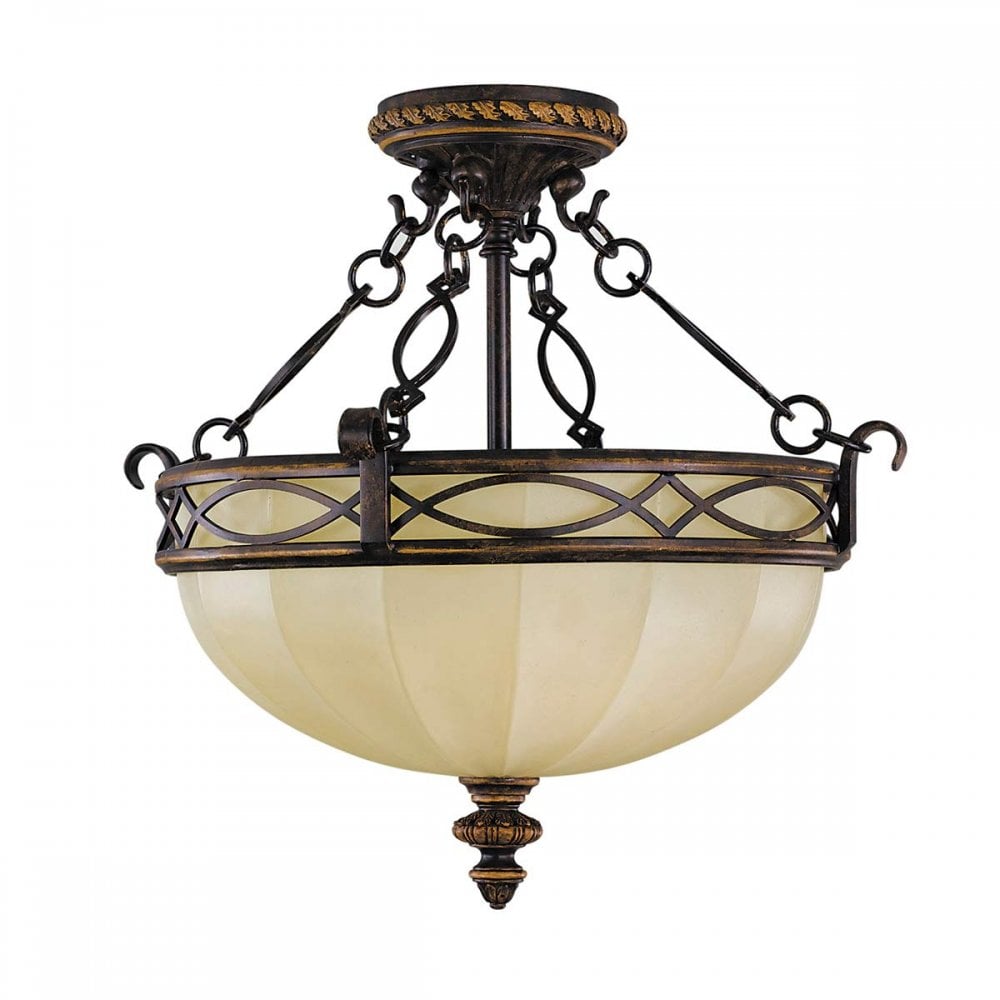 FE-DRAWING-ROOM-SFC Drawing Room 2 Light Ceiling Semi-Flush Walnut