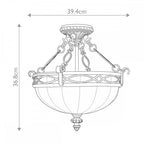 FE-DRAWING-ROOM-SFC Drawing Room 2 Light Ceiling Semi-Flush Walnut