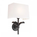 FE-GEORGIA1 Georgia 1 Light Wall Light Aged Iron and off white cotton shade