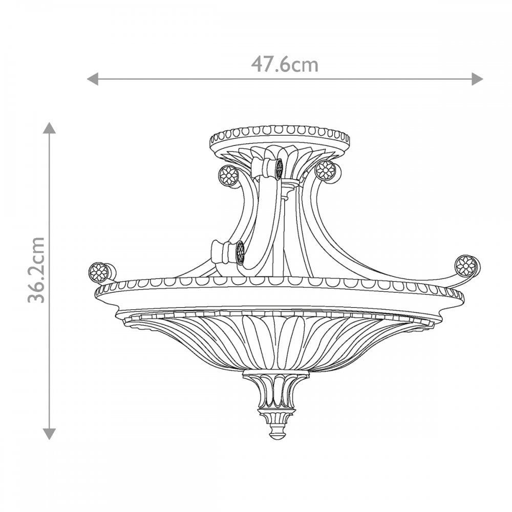 FE-STIRLING-CASTLESF Stirling Castle 2 Light Ceiling Semi-Flush British Bronze (S)