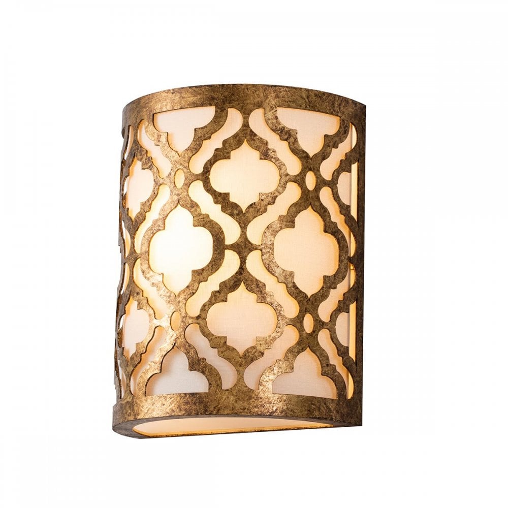 GN-ARABELLA1 Arabella 1 Light Wall Light Distressed Gold, Ivory Shade