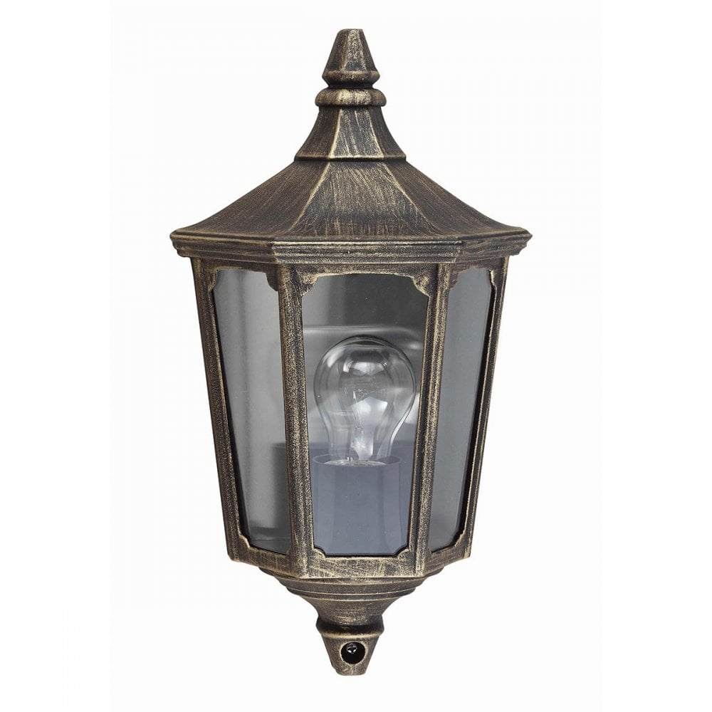 GZH-CKL7 Cricklade 1 Light Outdoor Half Wall Lantern Black/Gold