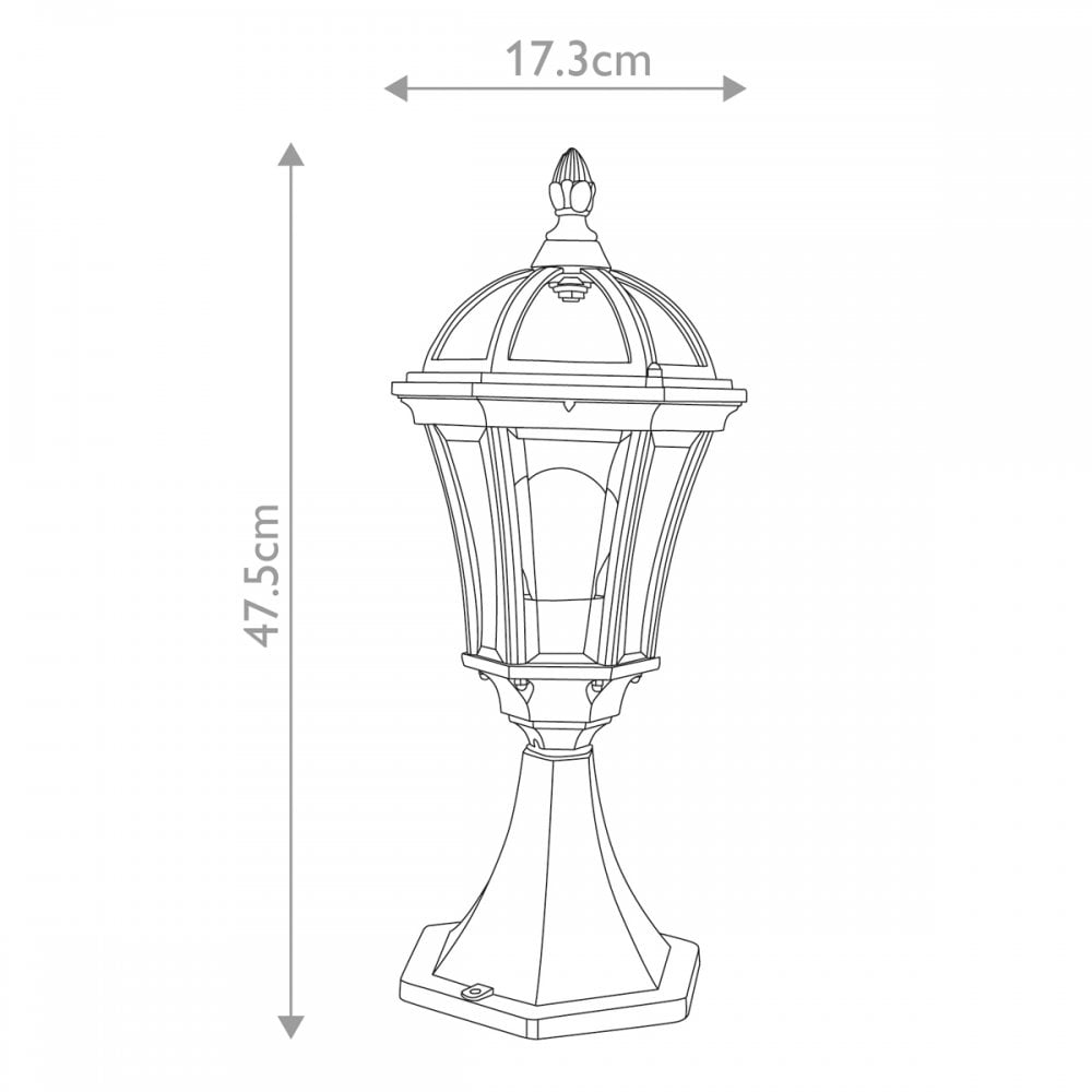 GZH-LB3 Ledbury 1 Light Outdoor Pedestal Lantern Black