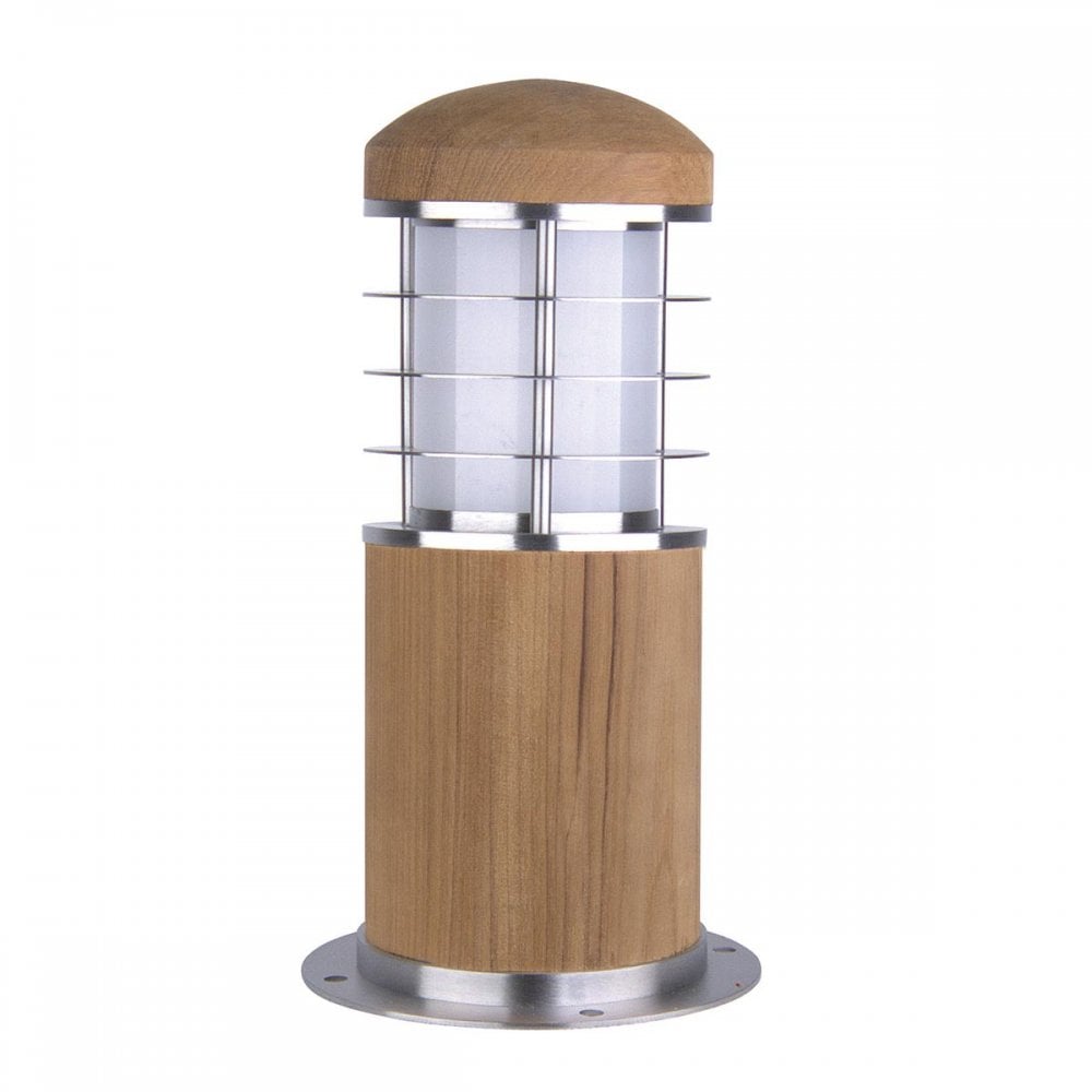 GZ-POOLE-MB Poole 1 Light Outdoor Bollard Teak and Stainless Steel
