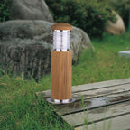 GZ-POOLE-MB Poole 1 Light Outdoor Bollard Teak and Stainless Steel