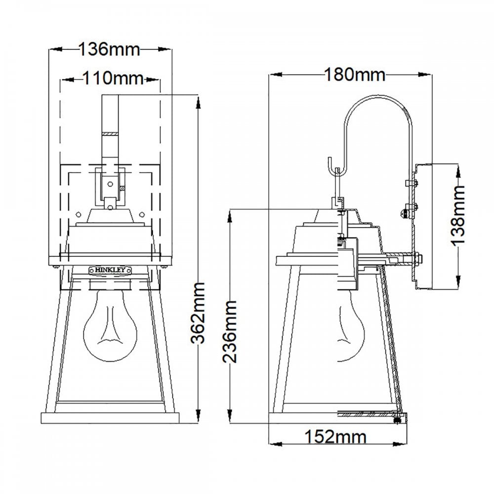 HK-BAINBRIDGE-S-OZ Bainbridge 1 Light Outdoor Small Wall Lantern Oil Rubbed Bronze