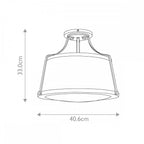HK-CHARLOTTE-SF-BC Charlotte 3 Light Ceiling Semi-Flush Brushed Caramel, Linen Shade