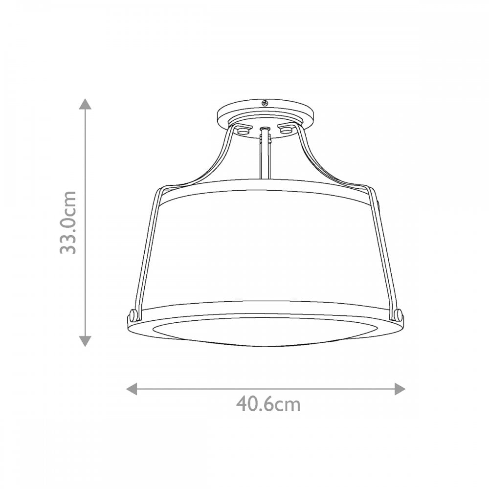 HK-CHARLOTTE-SF-BC Charlotte 3 Light Ceiling Semi-Flush Brushed Caramel, Linen Shade