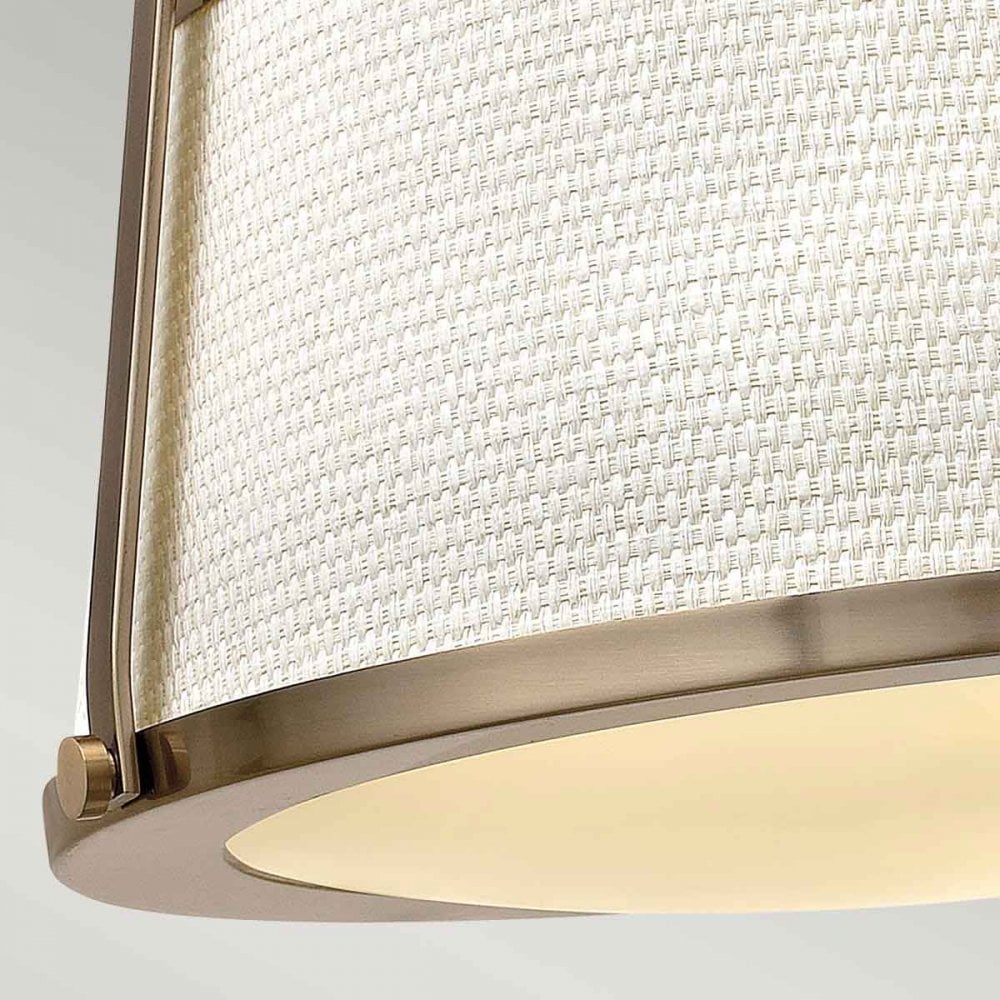 HK-CHARLOTTE-SF-BC Charlotte 3 Light Ceiling Semi-Flush Brushed Caramel, Linen Shade