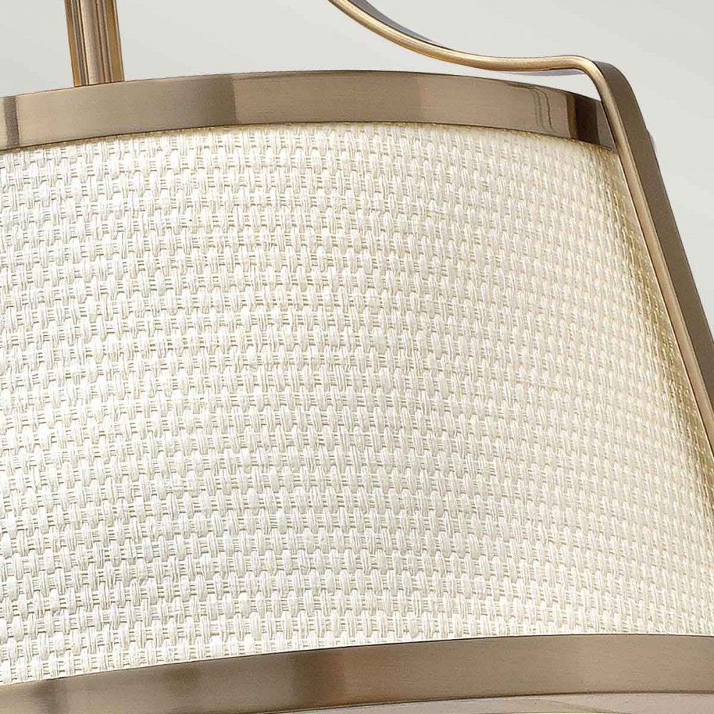 HK-CHARLOTTE-SF-BC Charlotte 3 Light Ceiling Semi-Flush Brushed Caramel, Linen Shade