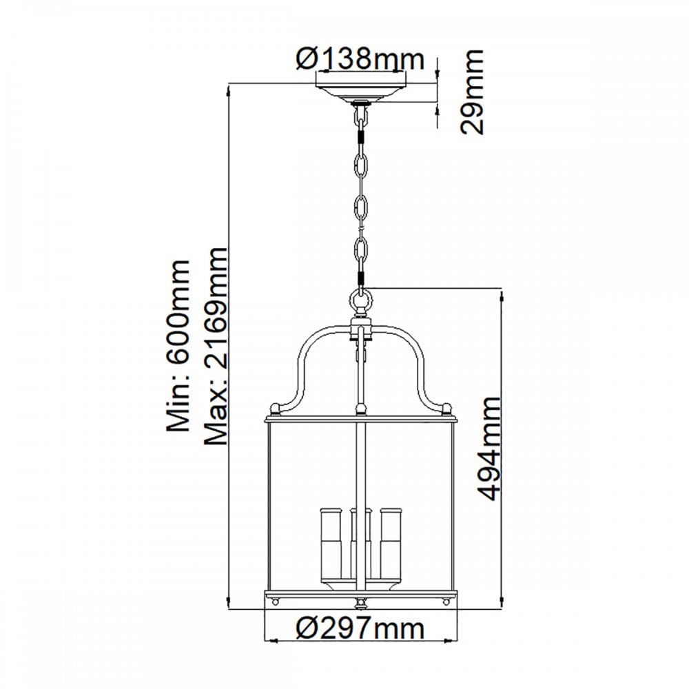 HK-GENTRY-P-M-PN Gentry 4 Light Pendant Polished Nickel