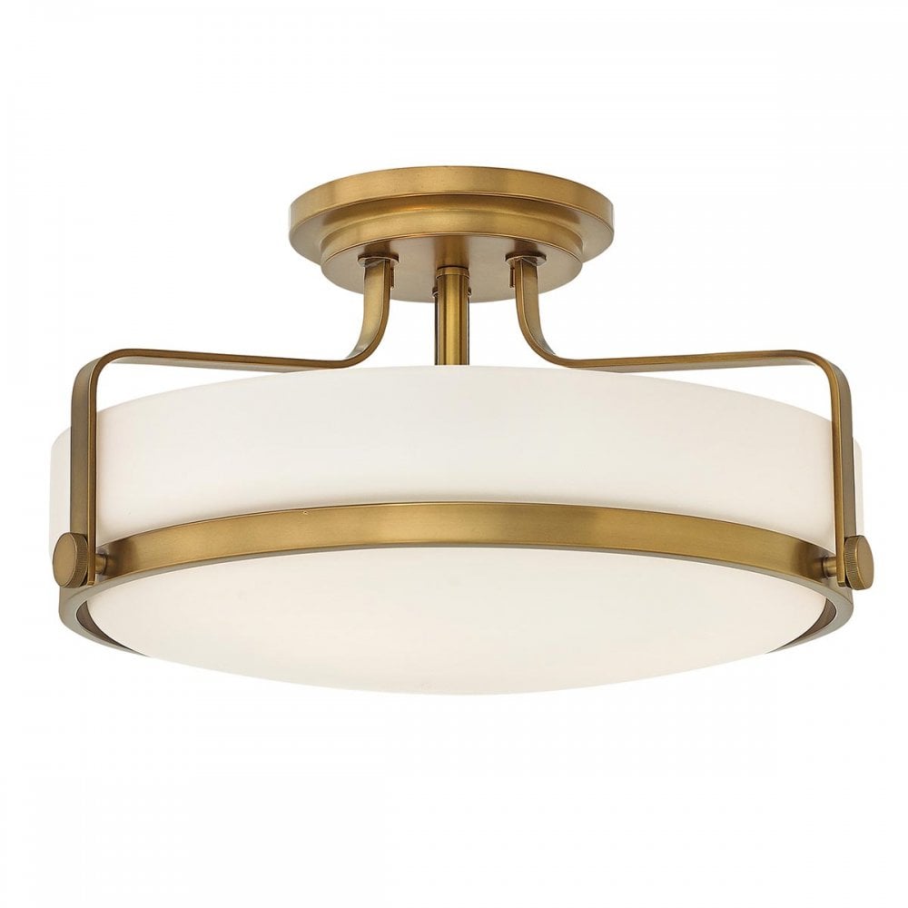 HK-HARPER-SFM-HB Harper 3 Light Ceiling Semi-Flush Heritage Brass