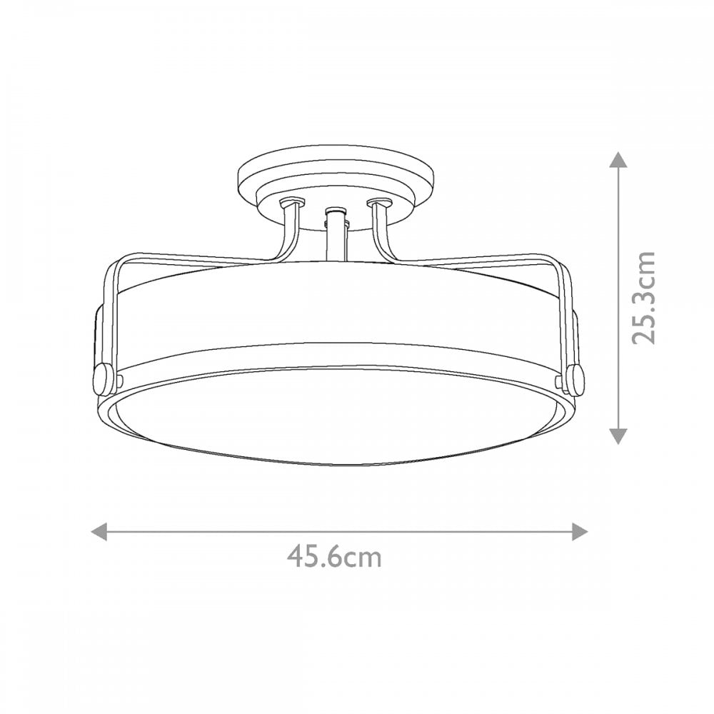 HK-HARPER-SFM-HB Harper 3 Light Ceiling Semi-Flush Heritage Brass