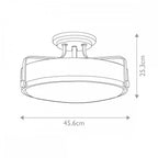 HK-HARPER-SFM-HB Harper 3 Light Ceiling Semi-Flush Heritage Brass