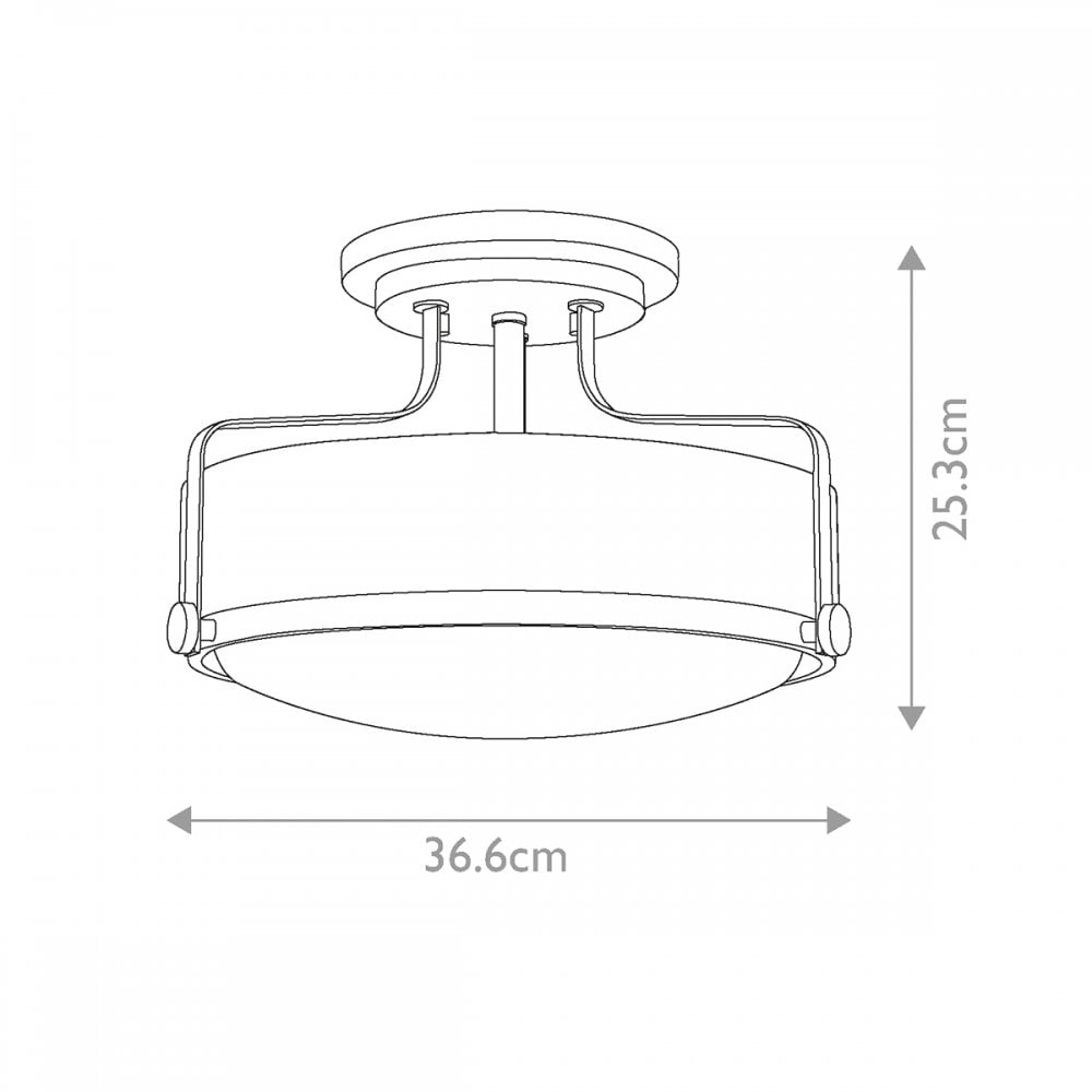 HK-HARPER-SFS-HB Harper 3 Light Ceiling Semi-Flush Heritage Brass (S)