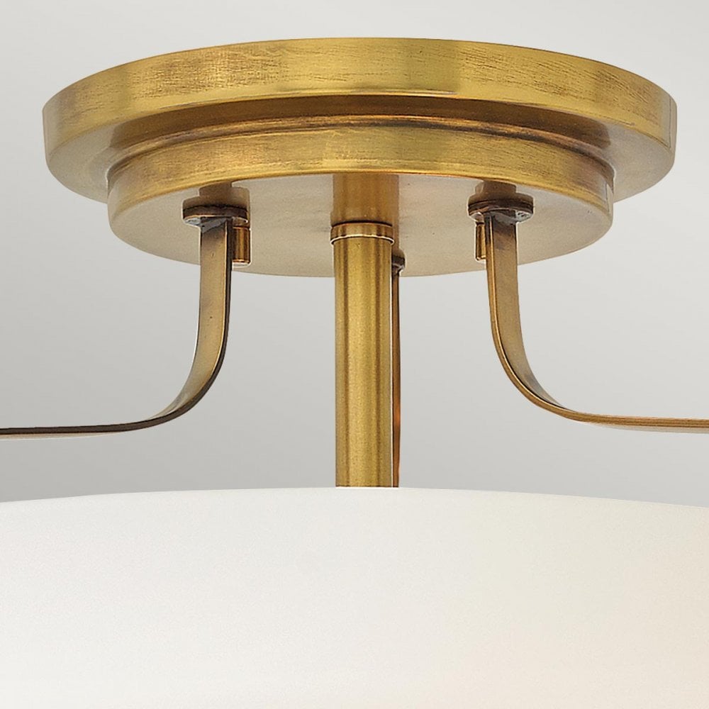 HK-HARPER-SFS-HB Harper 3 Light Ceiling Semi-Flush Heritage Brass (S)