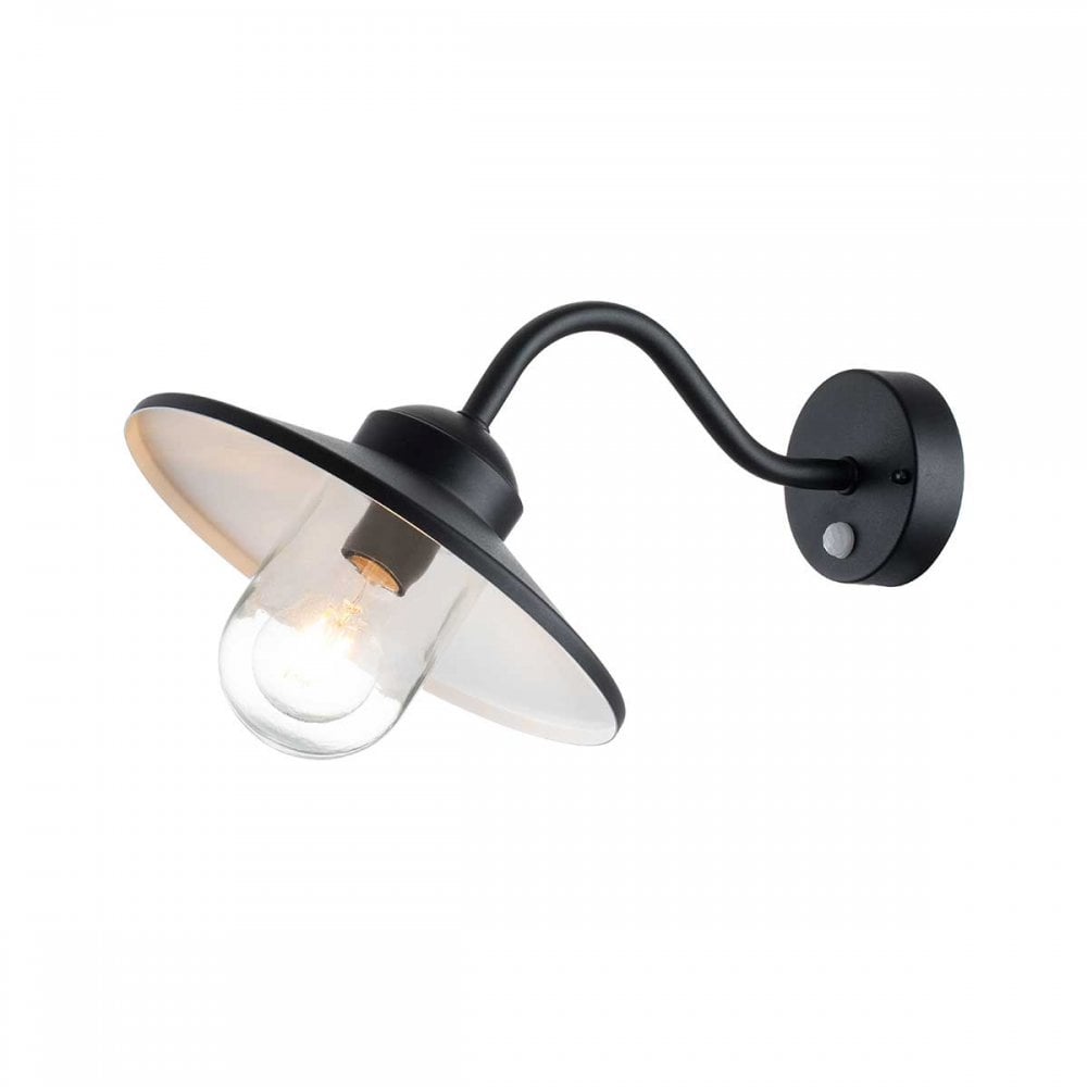 Klampenborg 1 Light Outdoor PIR Wall Lantern Black