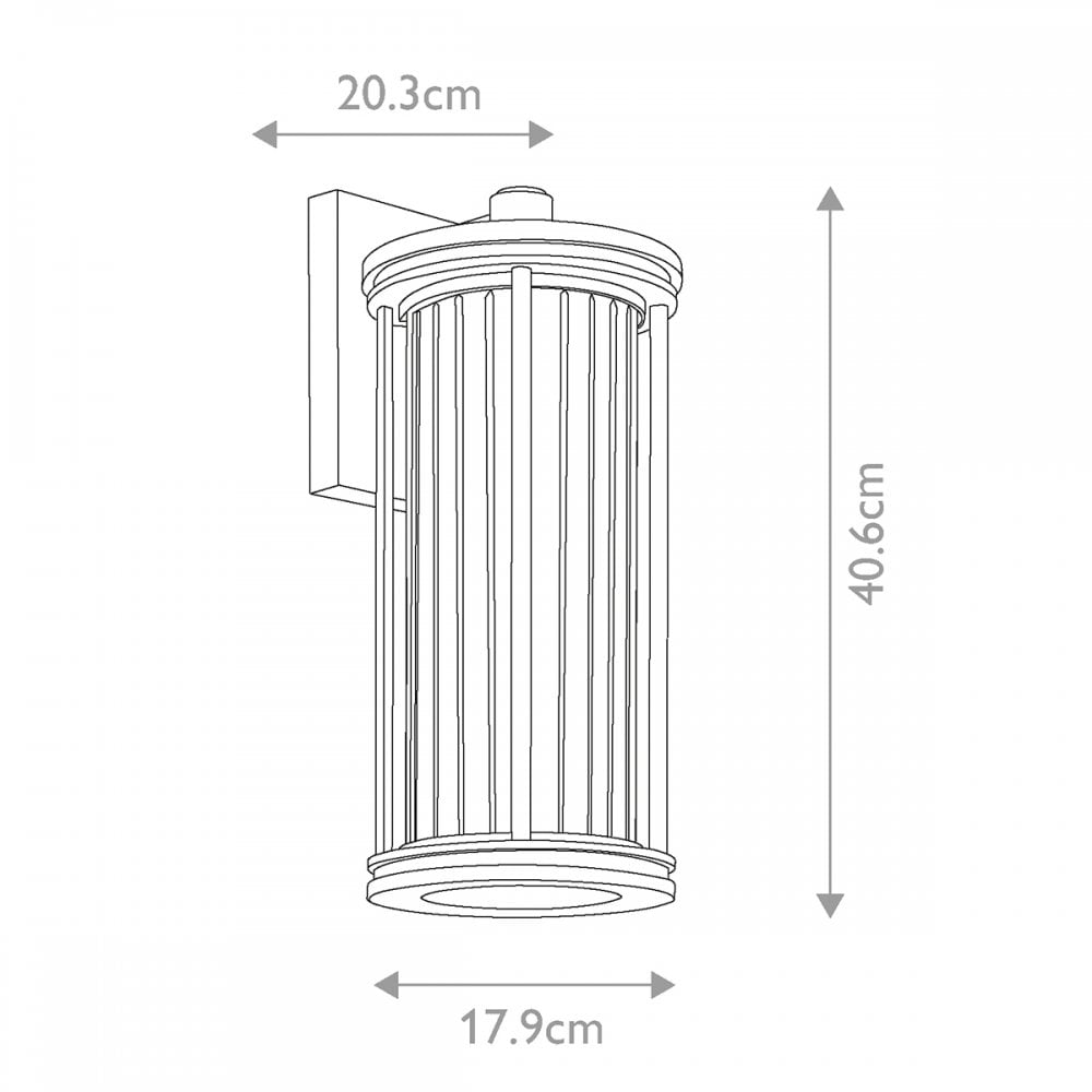 KL-BARRAS2-M-BK Barras 1 Light Outdoor Medium Wall Lantern Black