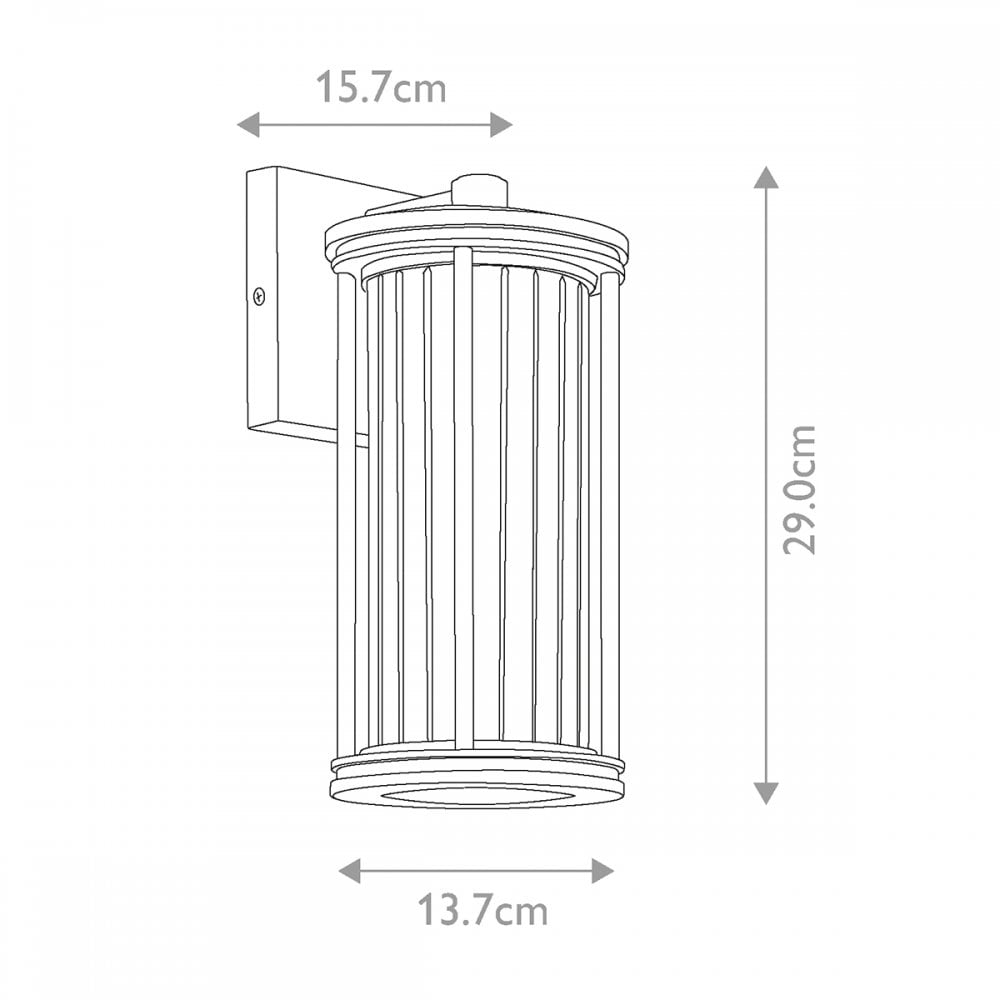 KL-BARRAS2-S-BK Barras 1 Light Outdoor Small Wall Lantern Black