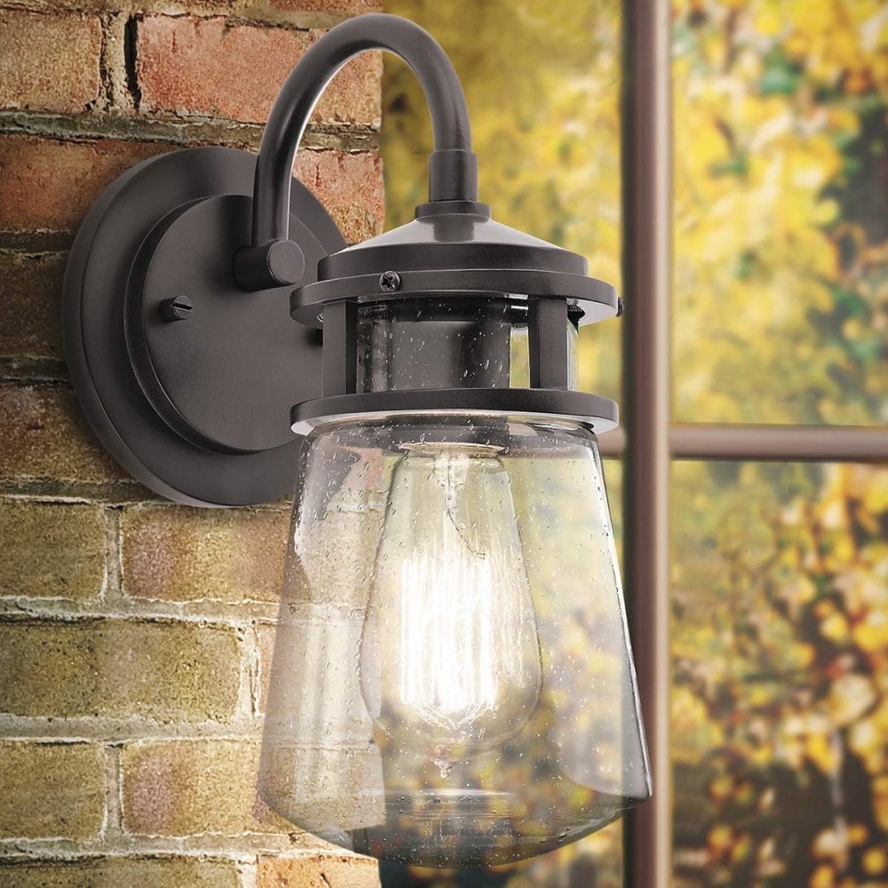 KL-LYNDON2-M-AZ Lyndon 1 Light Outdoor Medium Wall Lantern Architectural Bronze