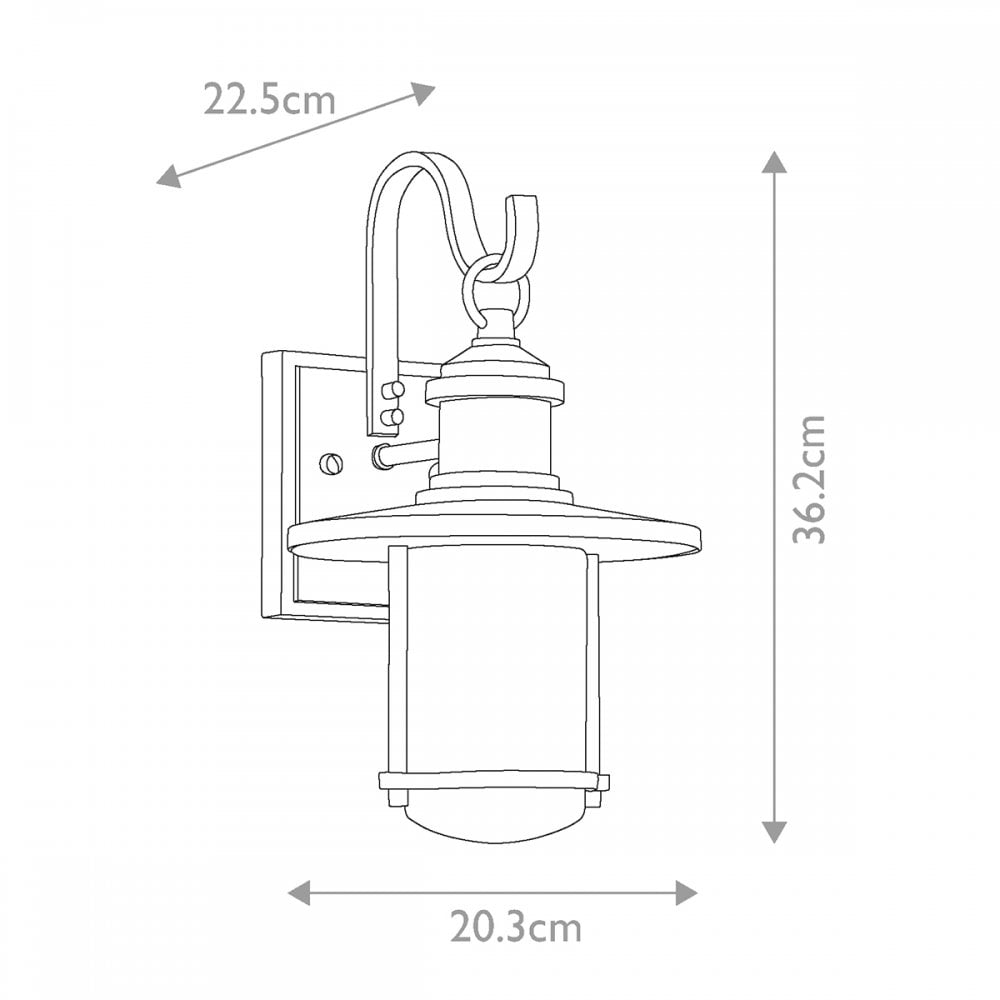 KL-RIVERWOOD2-M Riverwood 1 Light Outdoor Medium Wall Lantern Weathered Zinc