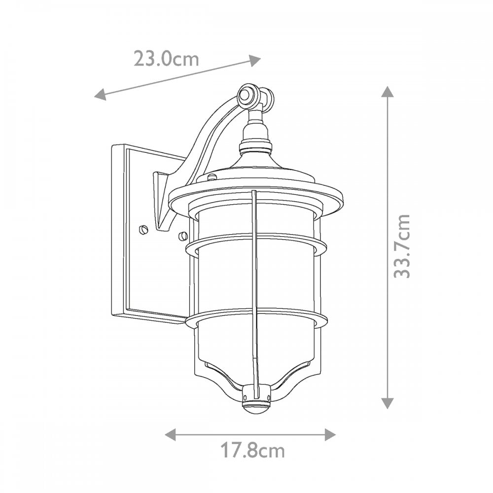 KL-ROYAL-MARINE2-S Royal Marine 1 Light Outdoor Small Wall Lantern Distressed Black