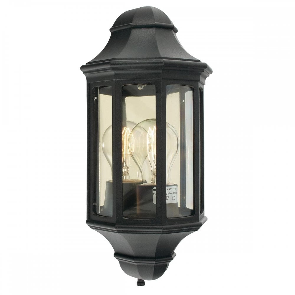 M8-2-MINI-BLACK Malaga Mini 1 Light Outdoor Wall Lantern Black