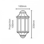 M8-2-MINI-BLACK Malaga Mini 1 Light Outdoor Wall Lantern Black