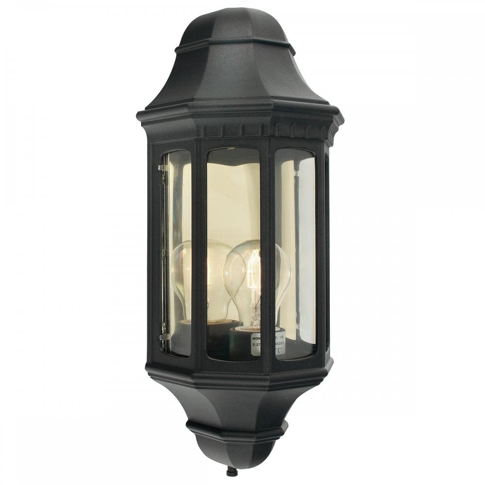 M8-BLACK Malaga 1 Light Outdoor Wall Lantern Black