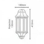M8-BLACK Malaga 1 Light Outdoor Wall Lantern Black