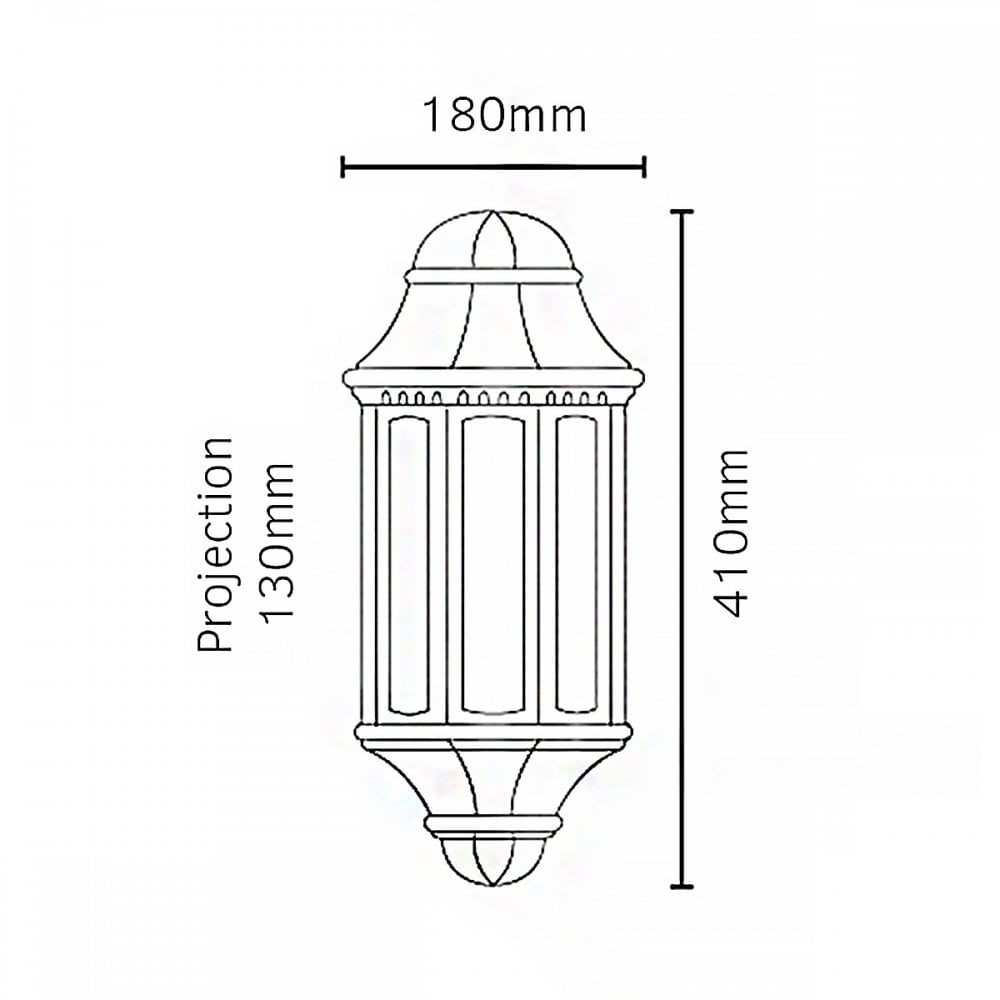 M8-BLACK Malaga 1 Light Outdoor Wall Lantern Black