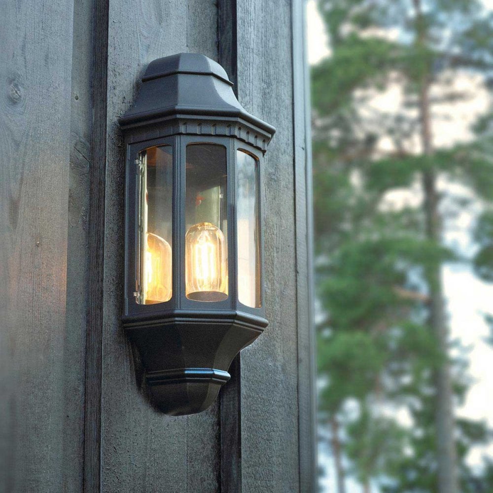 M8-BLACK Malaga 1 Light Outdoor Wall Lantern Black