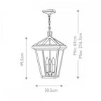 QN-ALFORD-PLACE8-L-MB Alford Place 3 Light Outdoor Large Chain Lantern Museum Black