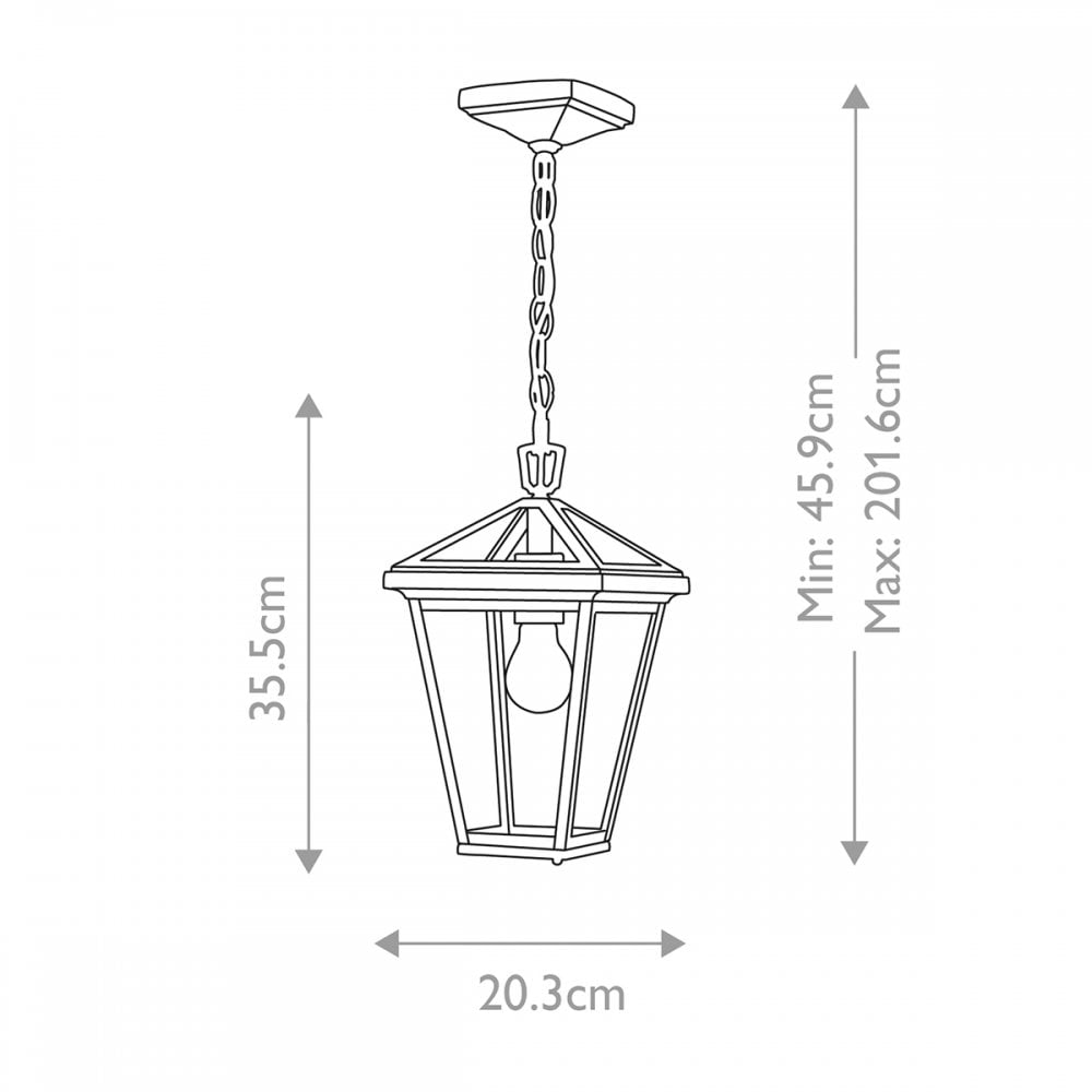 QN-ALFORD-PLACE8-S-MB Alford Place 1 Light Outdoor Small Chain Lantern Museum Black
