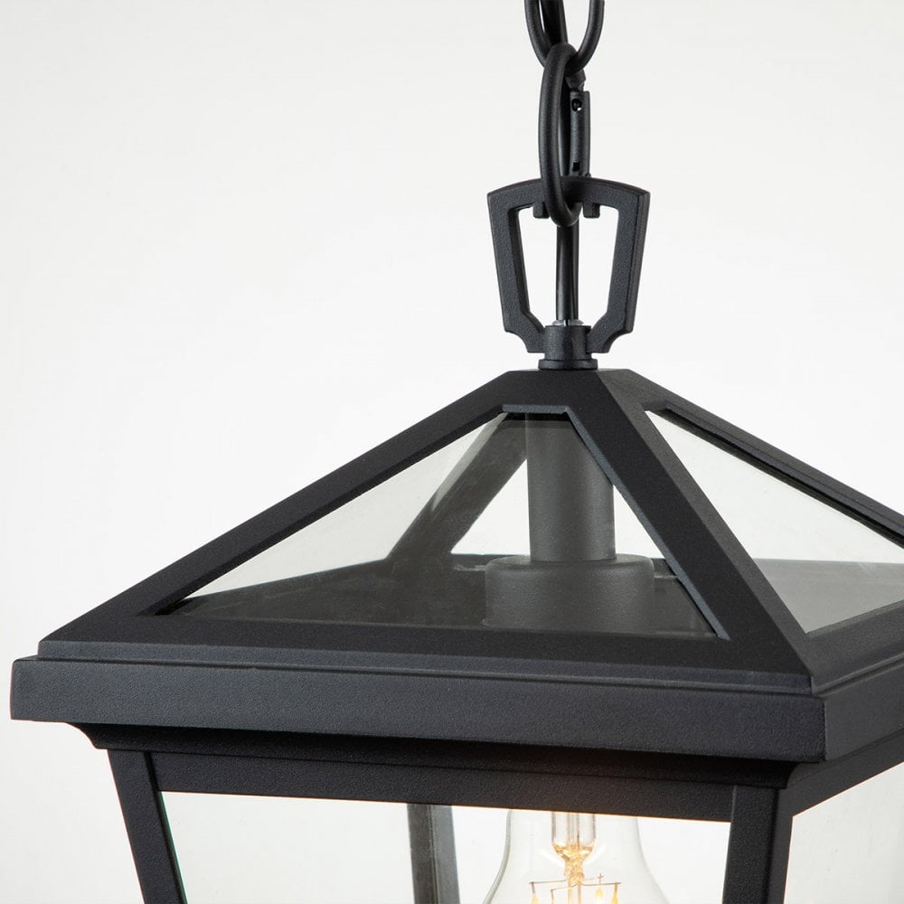 QN-ALFORD-PLACE8-S-MB Alford Place 1 Light Outdoor Small Chain Lantern Museum Black