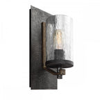QN-ANGELO1 Angelo 1 Light Wall Light Distressed Weathered Oak & Slate Grey Metal