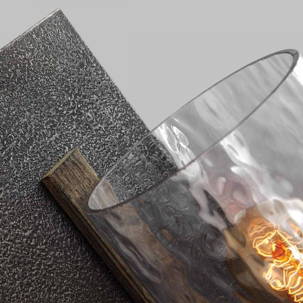 QN-ANGELO1 Angelo 1 Light Wall Light Distressed Weathered Oak & Slate Grey Metal