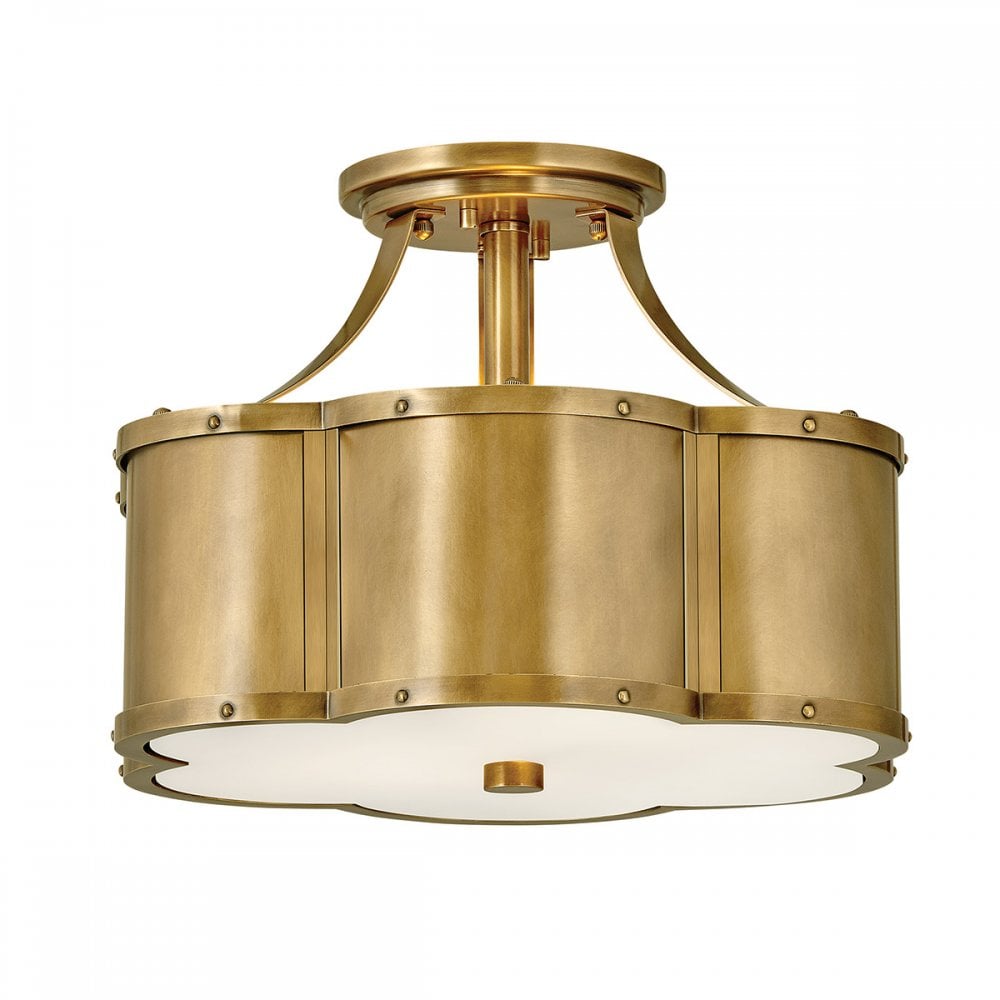 QN-CHANCE-SF-S-HB Chance 2 Light Ceiling Semi-Flush Heritage Brass