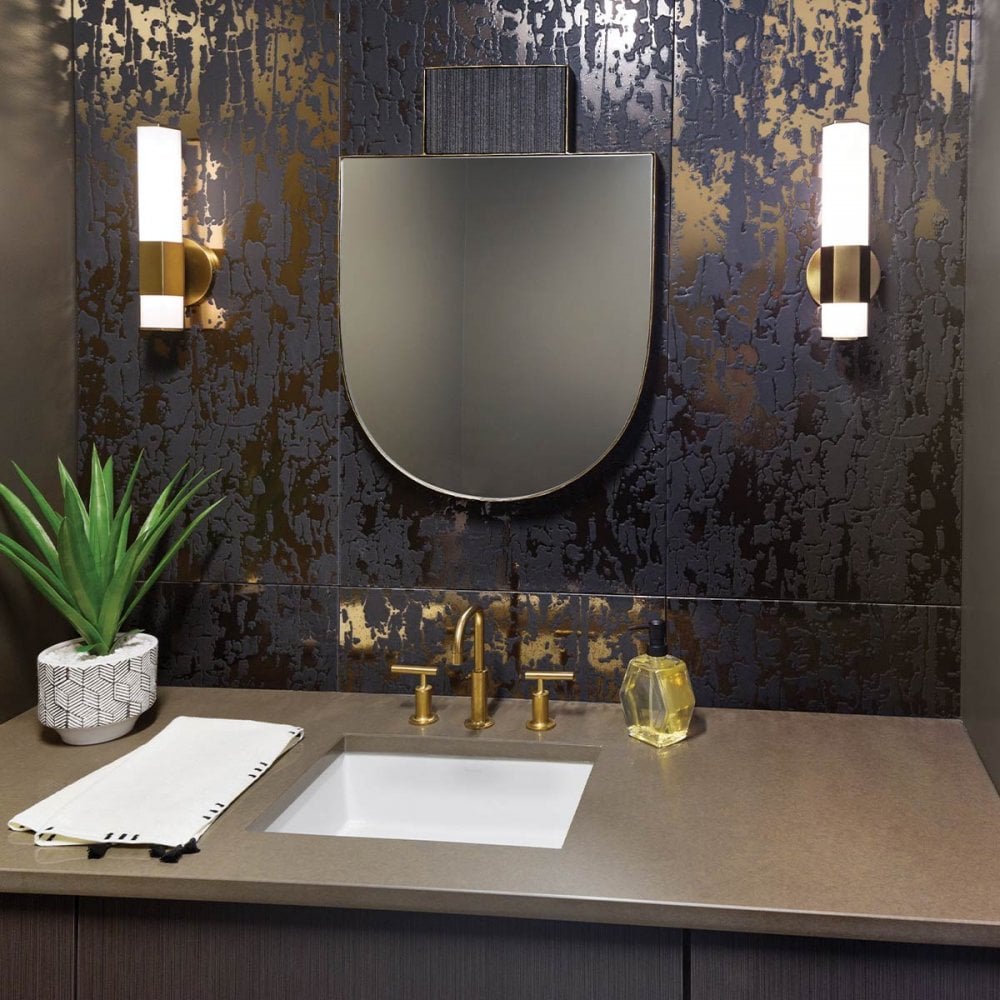 QN-FACET-LED1-HB-BATH Facet 1 Light LED Bathroom Wall Light Heritage Brass