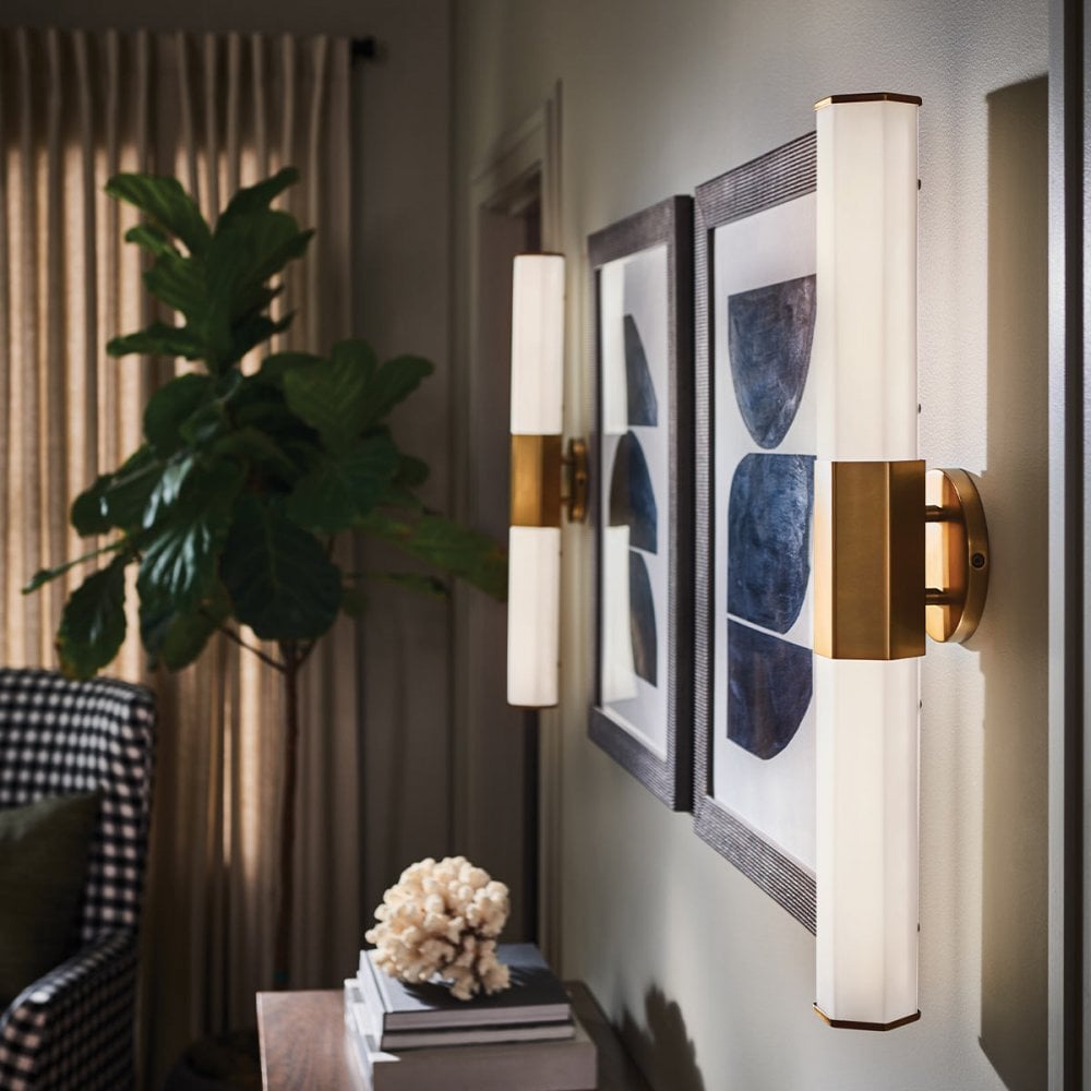 QN-FACET-LED2-HB-BATH Facet 2 Light LED Bathroom Wall Light Heritage Brass